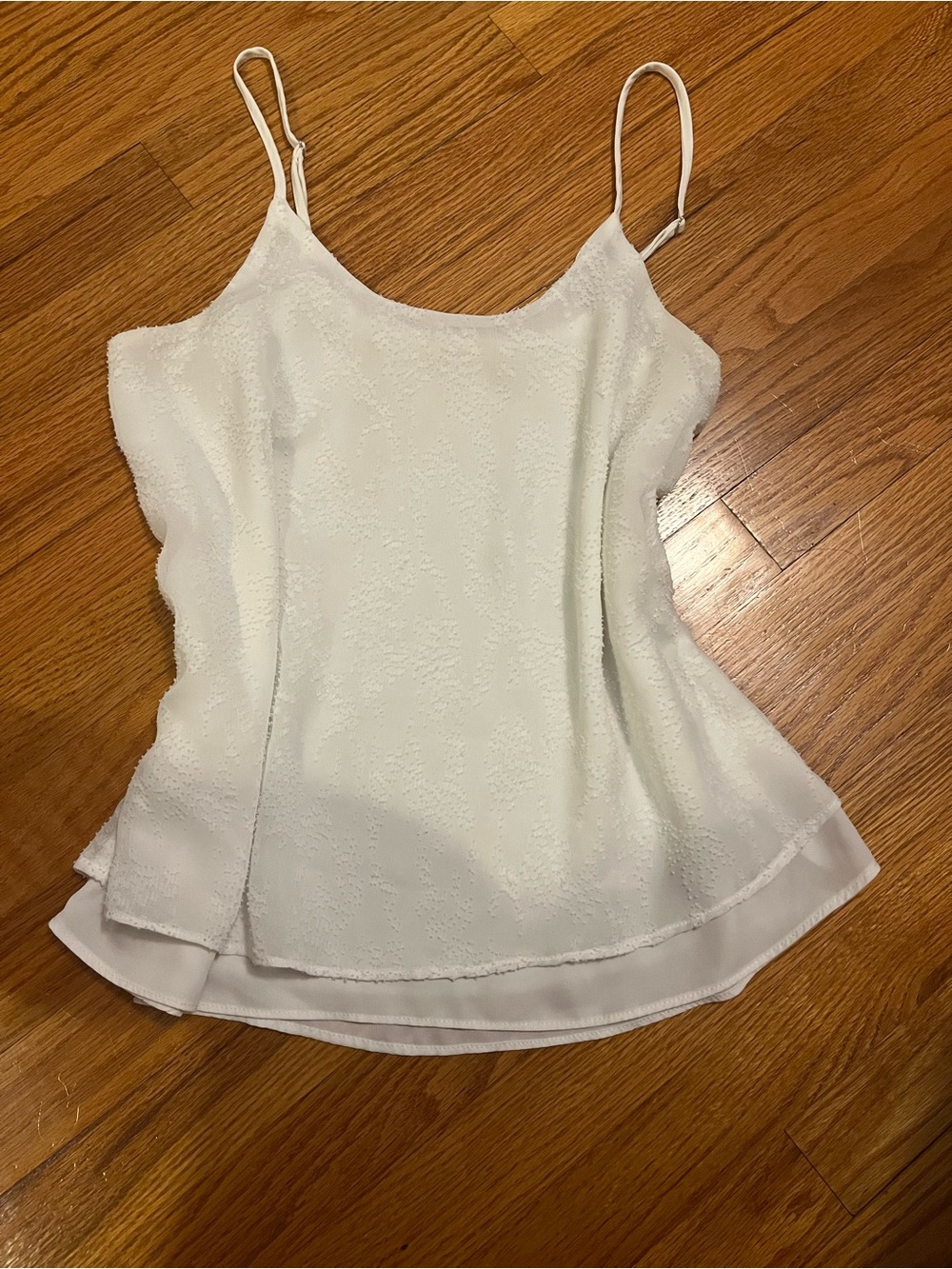 White Textured Layered Spaghetti Strap Cami for Women
